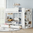 thumbnail image 1 of Twin over Twin Bunk Bed With 2 Drawers and Multi-layer Cabinet, White, 1 of 9