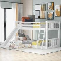 Twin over Twin Bunk Bed with Convertible Slide and Ladder, White