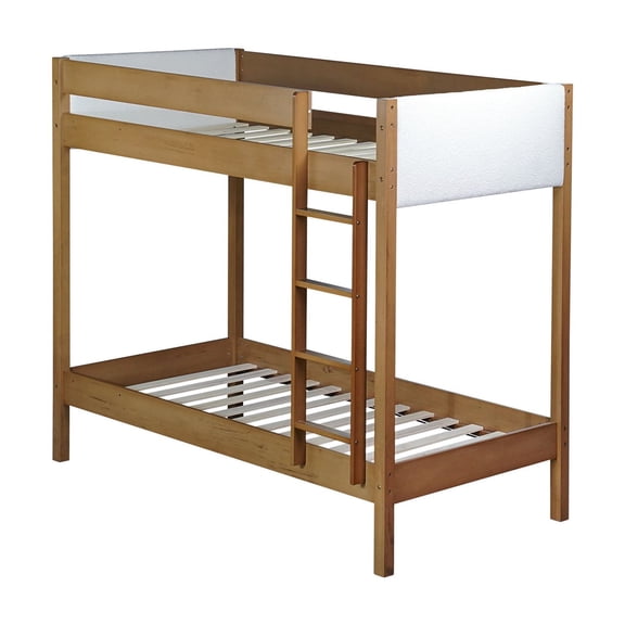 Twin over Twin Bunk Bed with Teddy Fleece Headboard/Footboard Padding / Allows for Easy Assembly and Tranquil Sleep