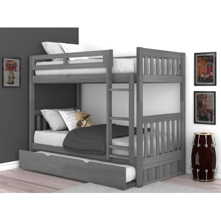 Twin over Twin Bunk Bed with Trundle in Charcoal by Discovery World Furniture