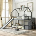 thumbnail image 1 of Twin over Twin House Bunk Bed with Convertible Slide,Storage Staircase can be Placed Left or Right,Gray, 1 of 13