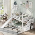 thumbnail image 1 of White Twin over Twin House Bunk Bed featuring Convertible Slide & Staircase, 1 of 15