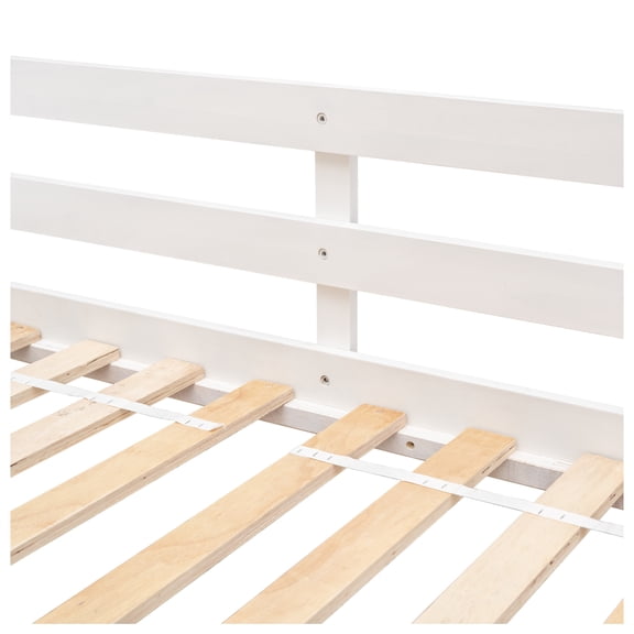 Twin over Twin House Bunk Bed with Roof , Window, Window Box, Door , with Safety Guardrails and Ladder,White