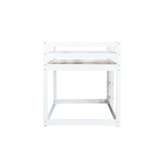 Twin over Twin Loft Bed - 13 Plywood Slats, Low Height for Versatile Use