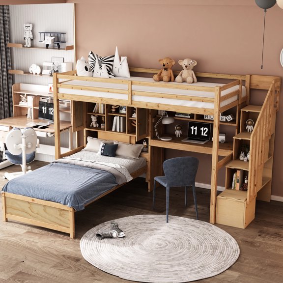Twin over Twin Loft Bed with Per-drilled Holes - Simplify Assembly Process
