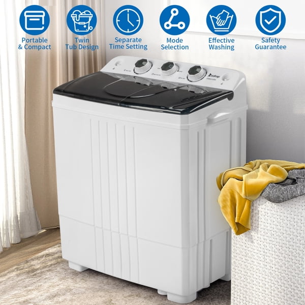 20Lbs Semi-Automatic Twin Tub Washing Machine with Drain Pump