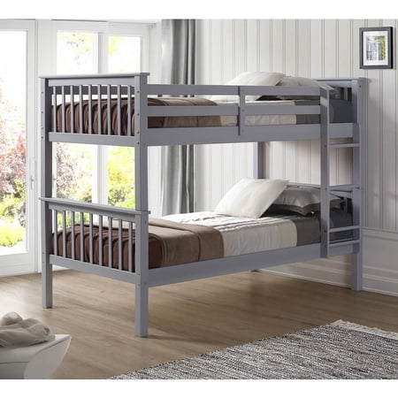 Twin over Twin Solid Wood Mission Design Bunk Bed - Gray