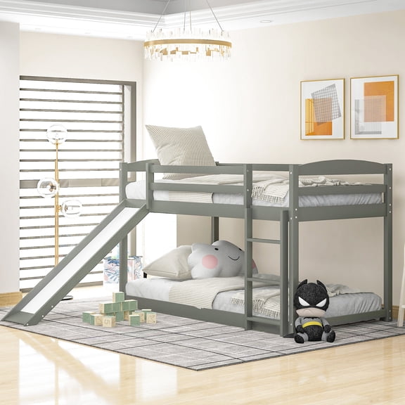 Twin over twin bunk bed with convertible slide and ladder / Ideal for sleepovers and playrooms