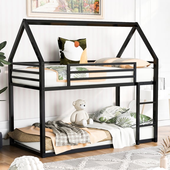 Twin over twin house bunk bed with easy setup / Save time and effort