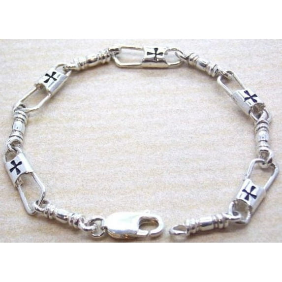 Twin's Jewelry Maltese Cross Bracelet in Sterling Silver, 7''