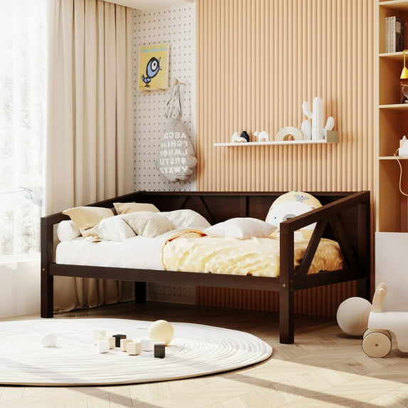 Twin size Daybed, Multifunctional Sofa Bed Frame with Wood Slat Support, Wooden Daybed Frame for Teens, Dorm, Bedroom, Guest Room, No Box Spring Needed, Espresso