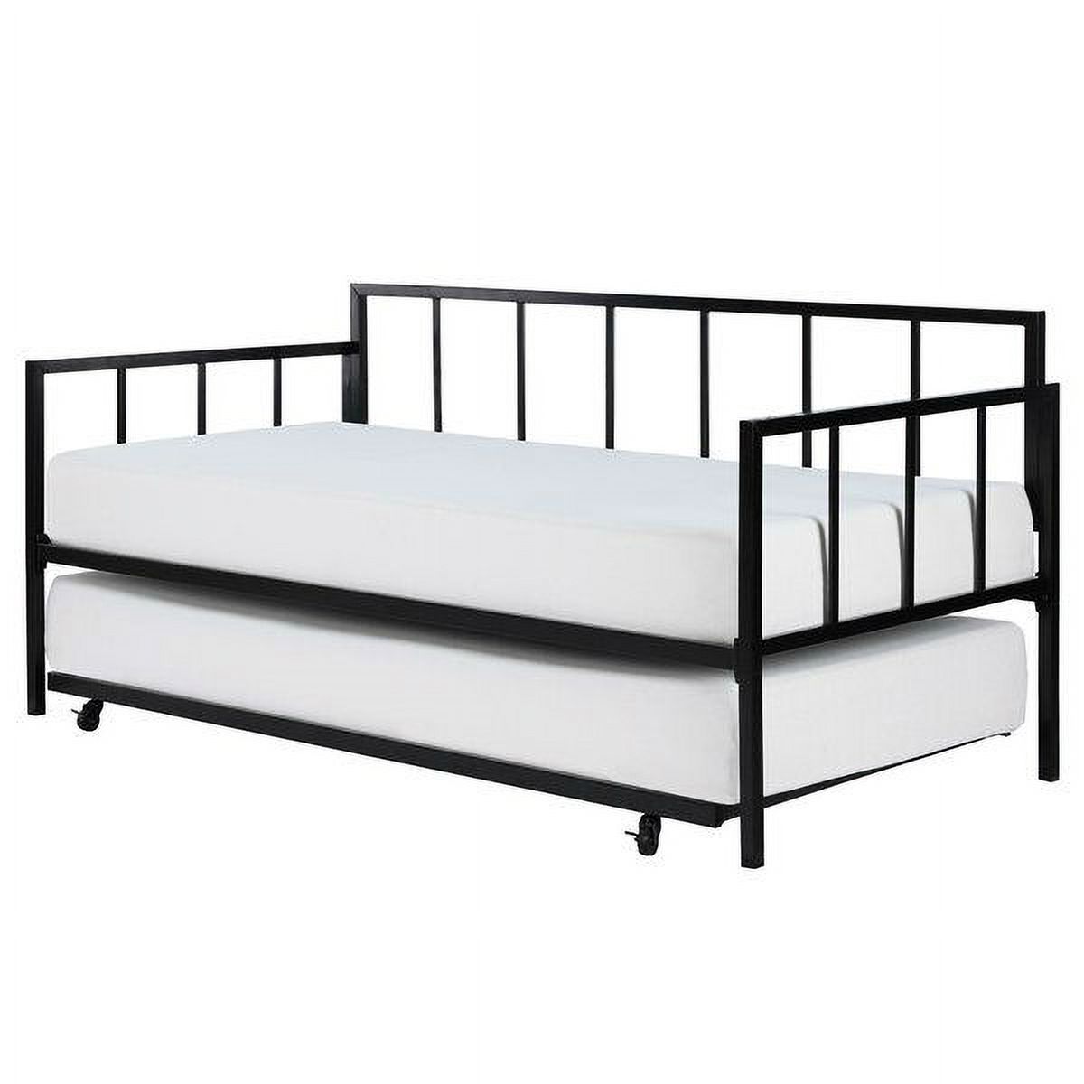 Twin size Heavy Duty Metal Daybed with RollOut Trundle Bed