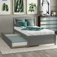 thumbnail image 1 of Twin size Platform Bed Wood Bed Frame with Trundle, Gray, 1 of 9