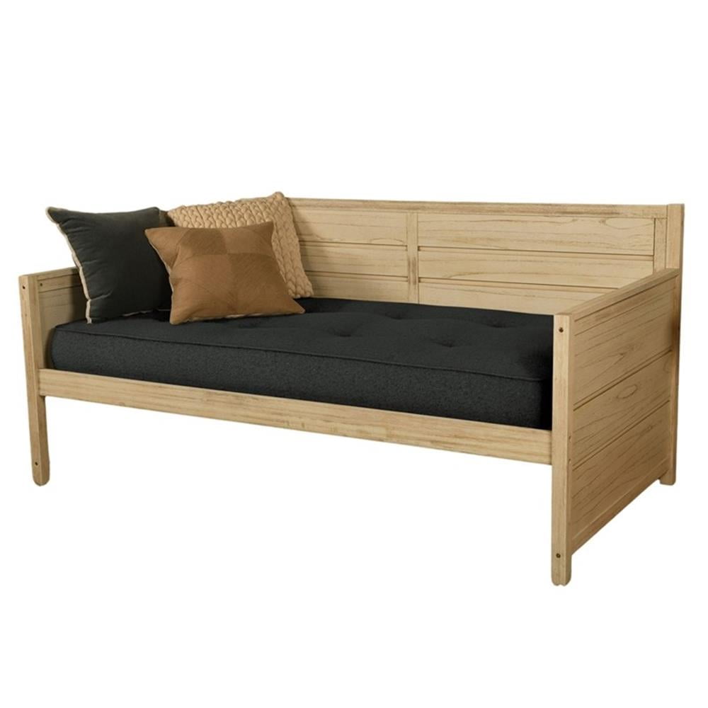 Twin-size Tufted Fabric Daybed Mattress in Canton Black-Frame Not Included