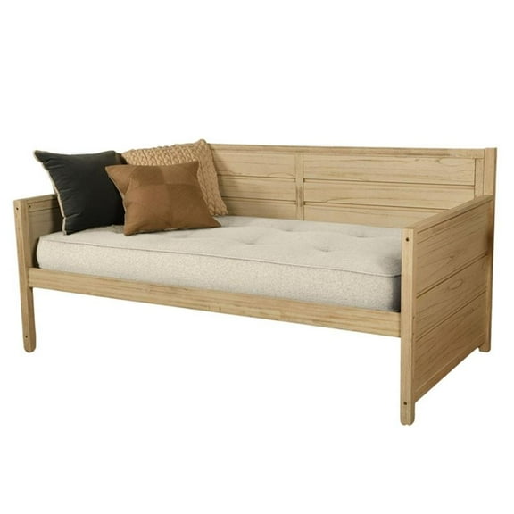 Twin-size Tufted Fabric Daybed Mattress in Canton Cream-Frame Not Included