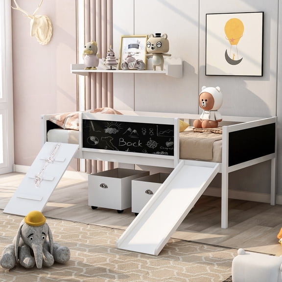 Twin size, with slide and climbing rope - Enjoy sliding and climbing, and get convenient storage