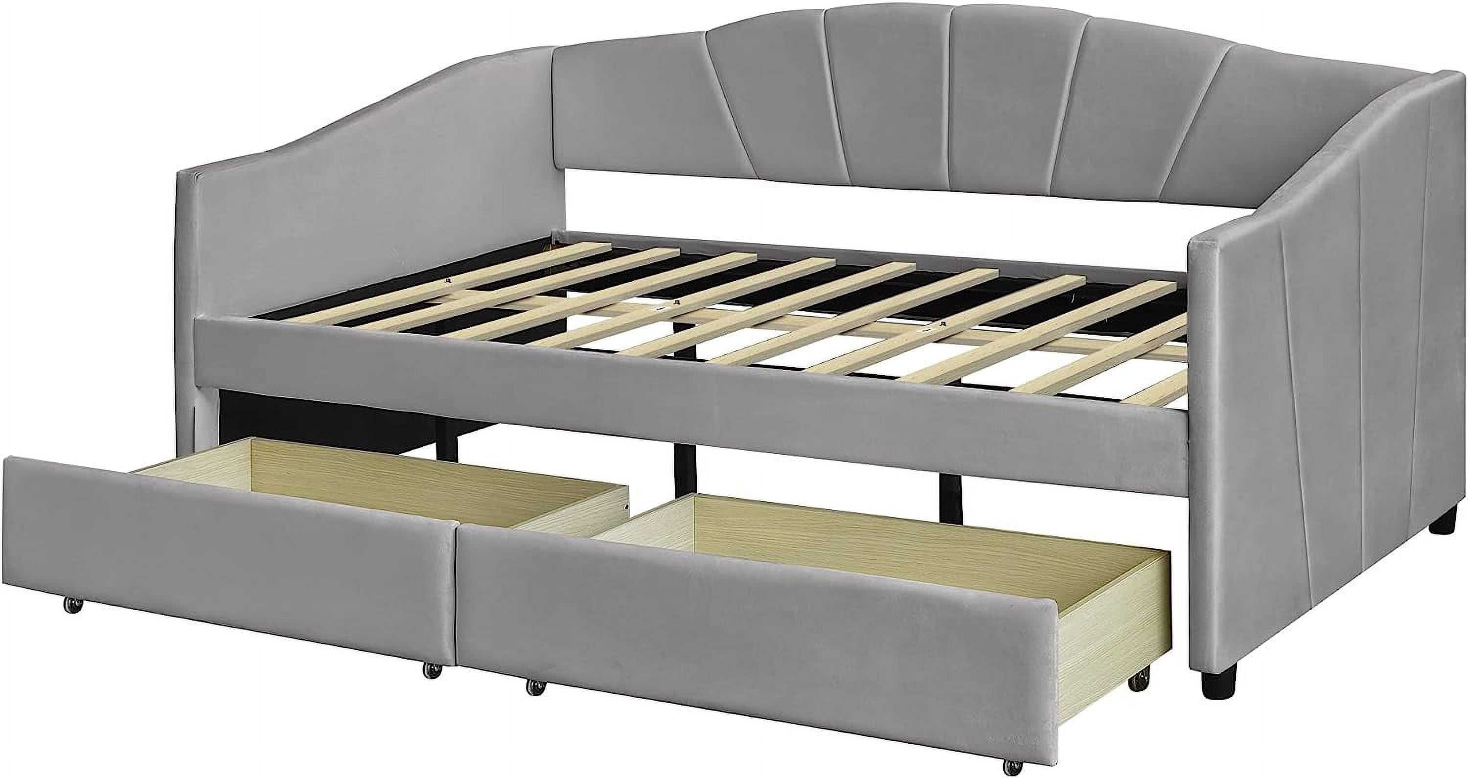 Twin to King Extenable Daybed with Trundle and USB Chargin Upholstered ...