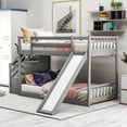 thumbnail image 1 of Twin/twin Bunk Bed With Slide And Stairway In Gray - Sleeping Solution Functional Design Composed Of Pine Wood , Space Practical Setup, 1 of 7