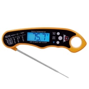 TwinTech Instant Read Meat Thermometer 1-2 Sec Water Resistant, Backlit, Magnetic, Foldable Probe for Kitchen, Grill, Candy, Liquids (Tangerine)