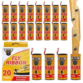 TwinTech Fly Ribbon - Indoor & Outdoor Fruit Fly Traps, 20 Pack Premium Adhesive Strips with Pin