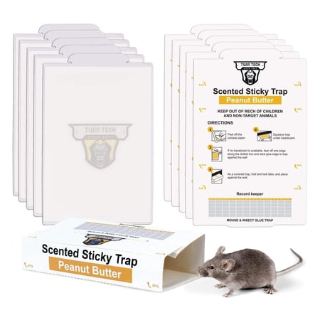 TwinTech Mouse Glue Boards, Pro Strength | Ready-to-Use Adhesive Traps | Pro-Scented Adhesive | Indoor Use | 72 Count