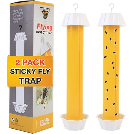 TwinTech Hanging Sticky Fly Traps | Sticky Fly Traps for Outdoors & Indoors to Control House Flies, Moths, & other Flying Insects | Disposable and Easy-to-Use with Strong Stickiness | Pack of 2