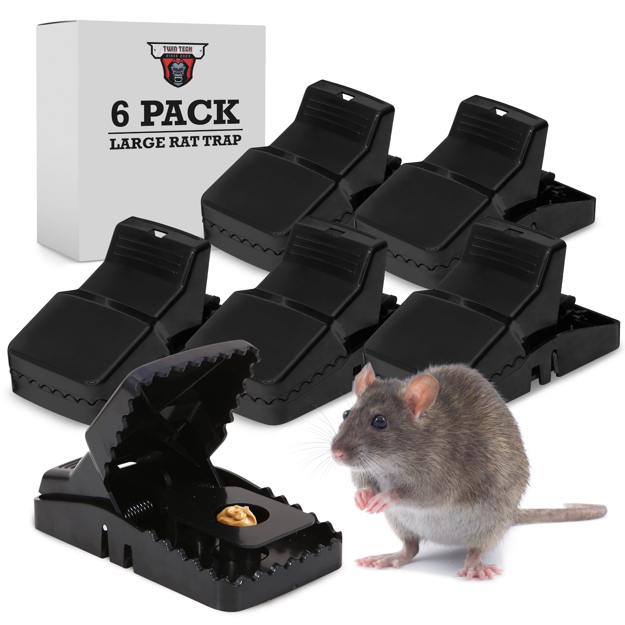 TwinTech Large Mouse Trap for Mice and Rats (6 Pack) - Durable Rat Traps - Reusable Mouse Traps - Hygienic Rodent Control - Traps Large Size for Rats - Mice Traps Indoor for Home and Outdoor