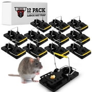 Large Rat Trap Heavy Duty, Extra Strong, Reusable Snap Trap, 12 Pack, for Home, Garage, Attic TwinTech