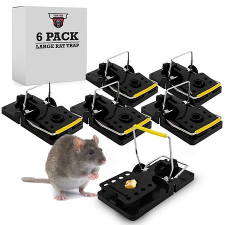 TwinTech Stainless Steel Mechanical Large Rodent Traps, Safe Reusable Snap Traps for Rats, Squirrels, Chipmunks, Indoor/Outdoor, 6-Pack