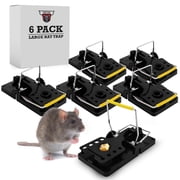 TwinTech Stainless Steel Mechanical Large Rodent Traps, Safe Reusable Snap Traps for Rats, Squirrels, Chipmunks, Indoor/Outdoor, 6 Pack