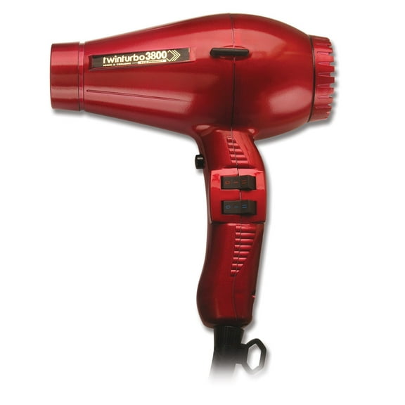 TwinTurbo Professional Ceramic & Ionic 3800 Ultra Quiet Compact Lightweight Premium Hair Dryer (Red)