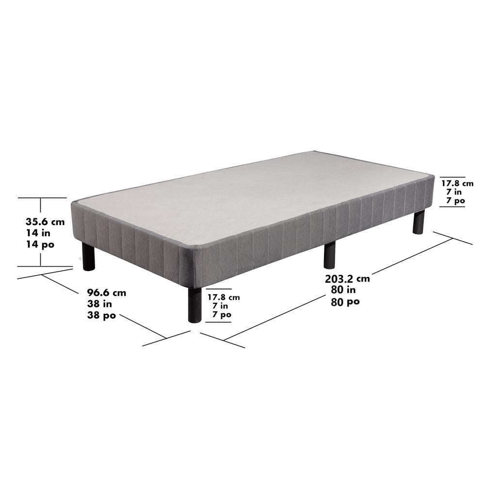 Sleek Twin XL Metal Frame Upholstered Platform Bed