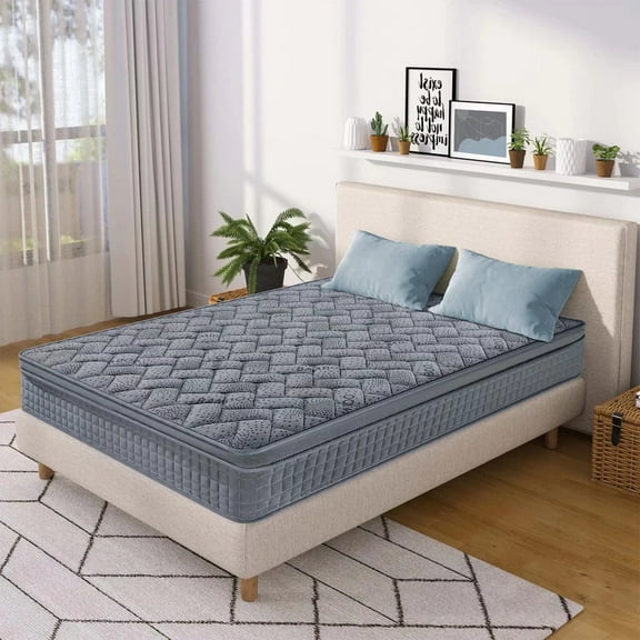 TwinXL Mattress, 10 inch Twin Mattress in A Box, Hybrid Bonnell Coil TwinXL Size Mattress Medium Soft Feel with High Density Foam for Pressure Reliefrt