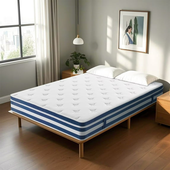 TwinXL Mattress, 8 Inch Hybrid Mattress in a Box, Gel Memory Foam Mattress, Individually Wrapped Pocket Coils Innerspring Mattress, Support & Pressure Relief, Medium Firm Feel, 39"*80"*8"