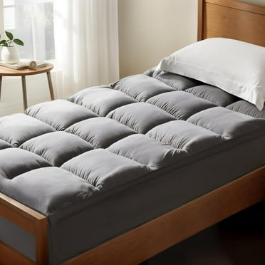 TwinXL Mattress Topper Pillow Top Mattress Cover Quilted Fitted Mattress Protector, Mattress Pad with 8"-21" Deep Pocket, Overfilled Down Alternative Filled, Grey