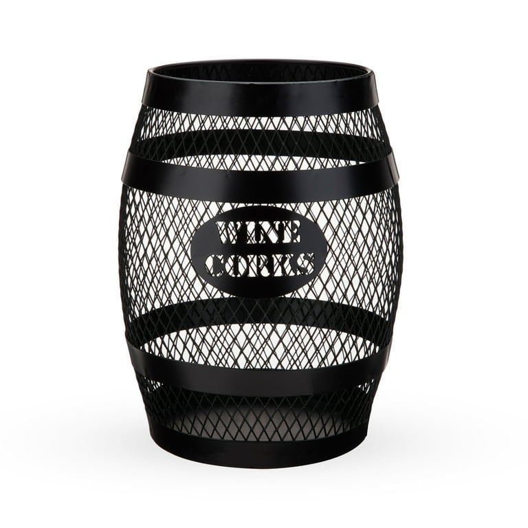 Twine Barrel Cork Holder Metal Decorative Wine Cork Collection Storage Rustic Black Finish Black Holds 150 Corks Set of 1