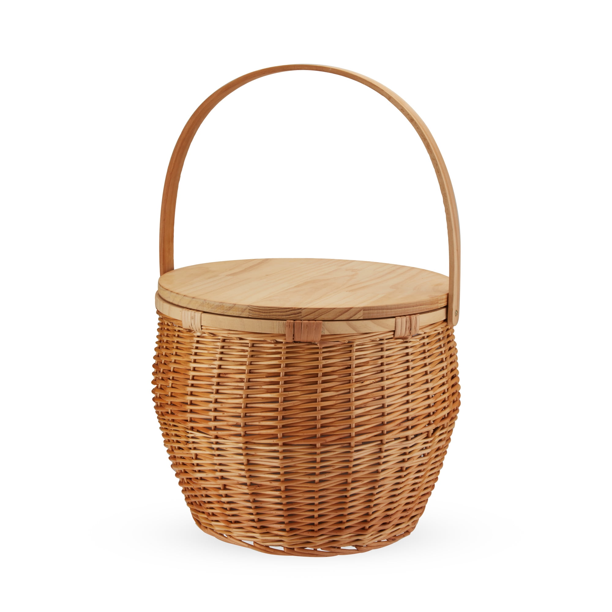 Twine Cask Light Brown Willow Wicker Picnic Basket with Insulated Lining