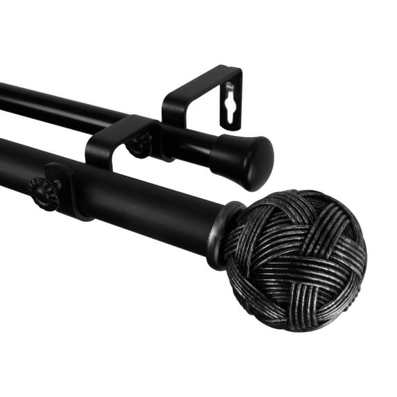 Twine Double Curtain Rod 48-84 inch - Black