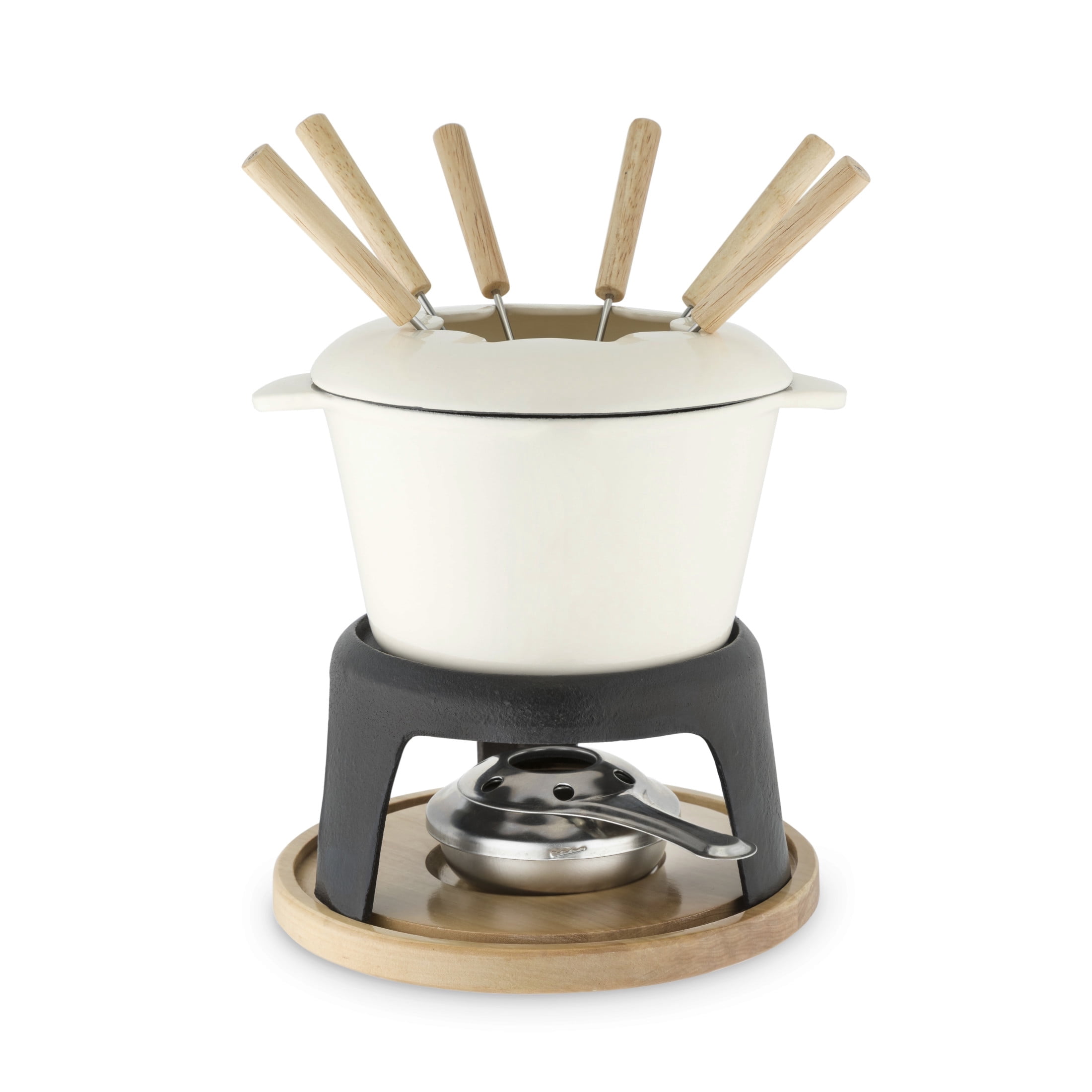 Twine Enamel Cast Iron Fondue Set; Off-Cream