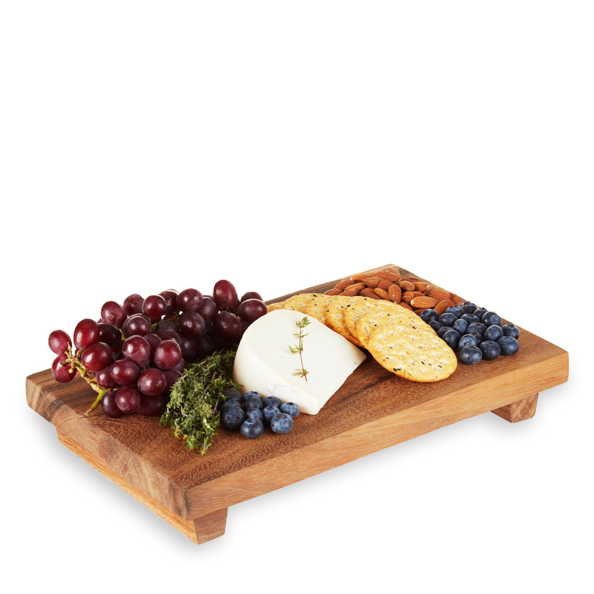 Rustic Acacia Wood Footed Serving Board Tray