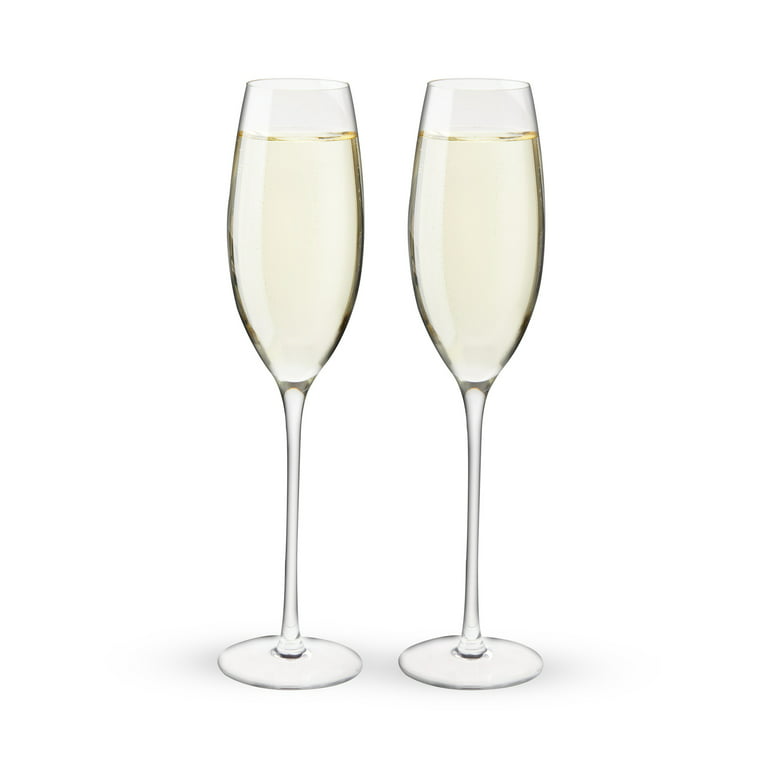 Twine Linger Crystal Glass Champagne Flutes Set of 2 - 10oz Stemmed  Champagne Glass for Sparkling Wine