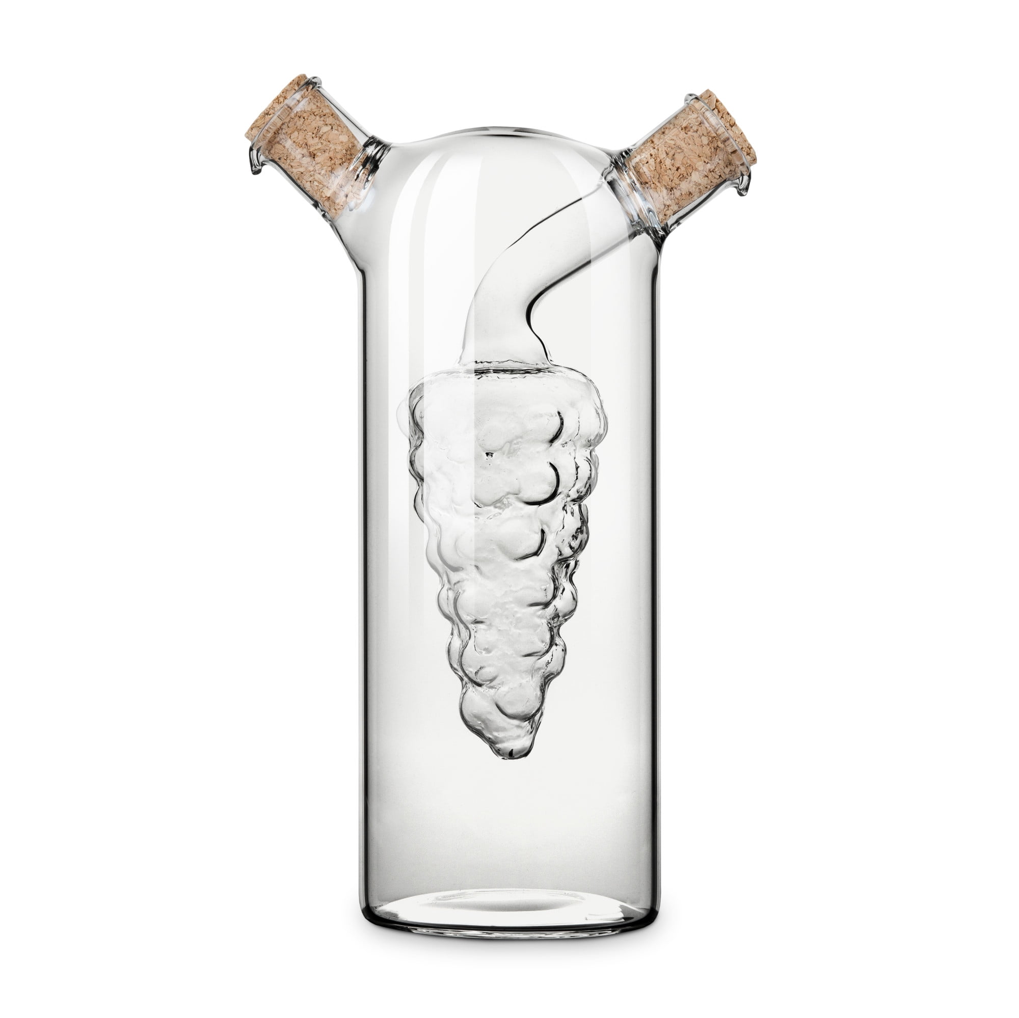 Hand-Blown Glass Oil and Vinegar Cruet with Cork Stoppers