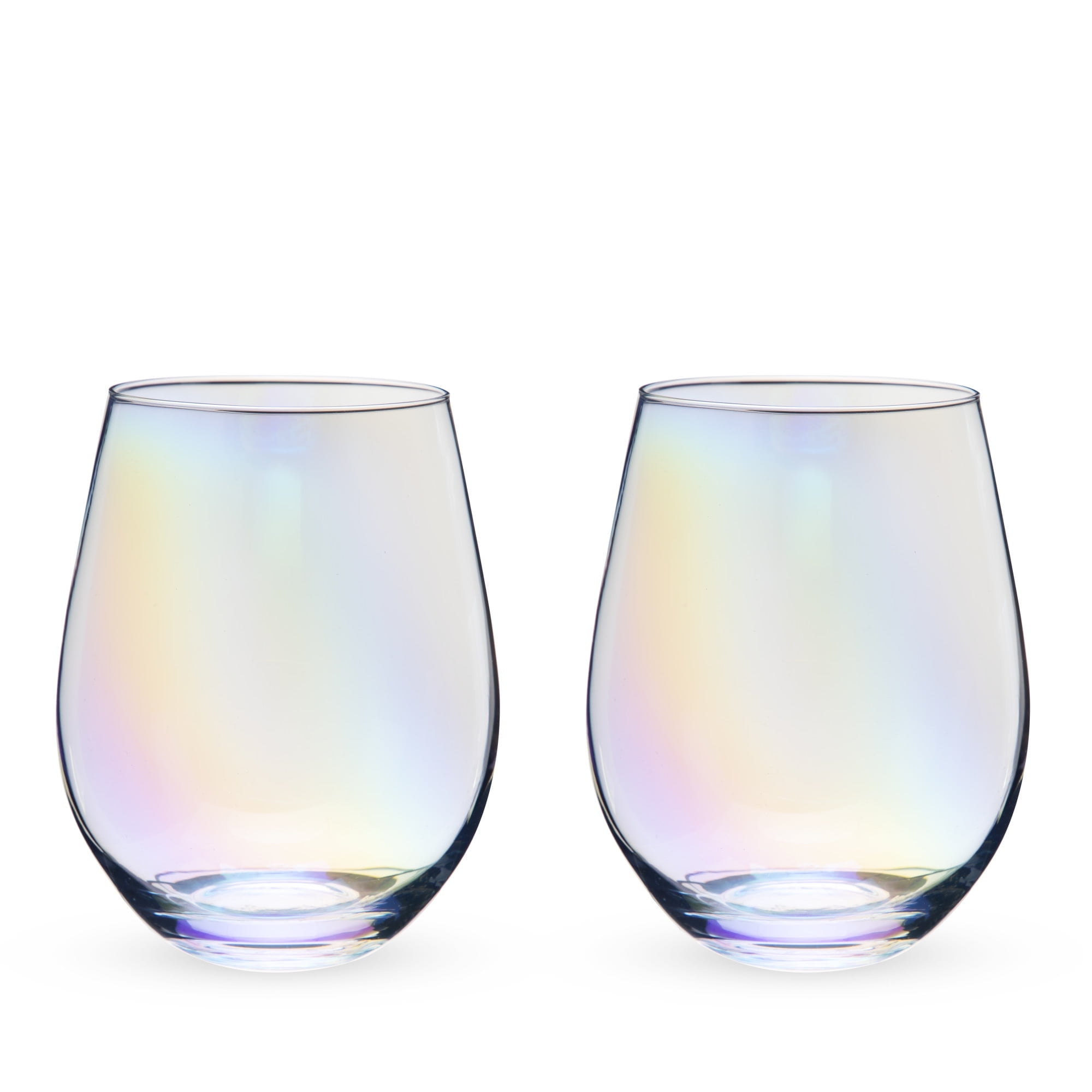 Rainbow Iridescent Stemless Wine Glasses Set of 2