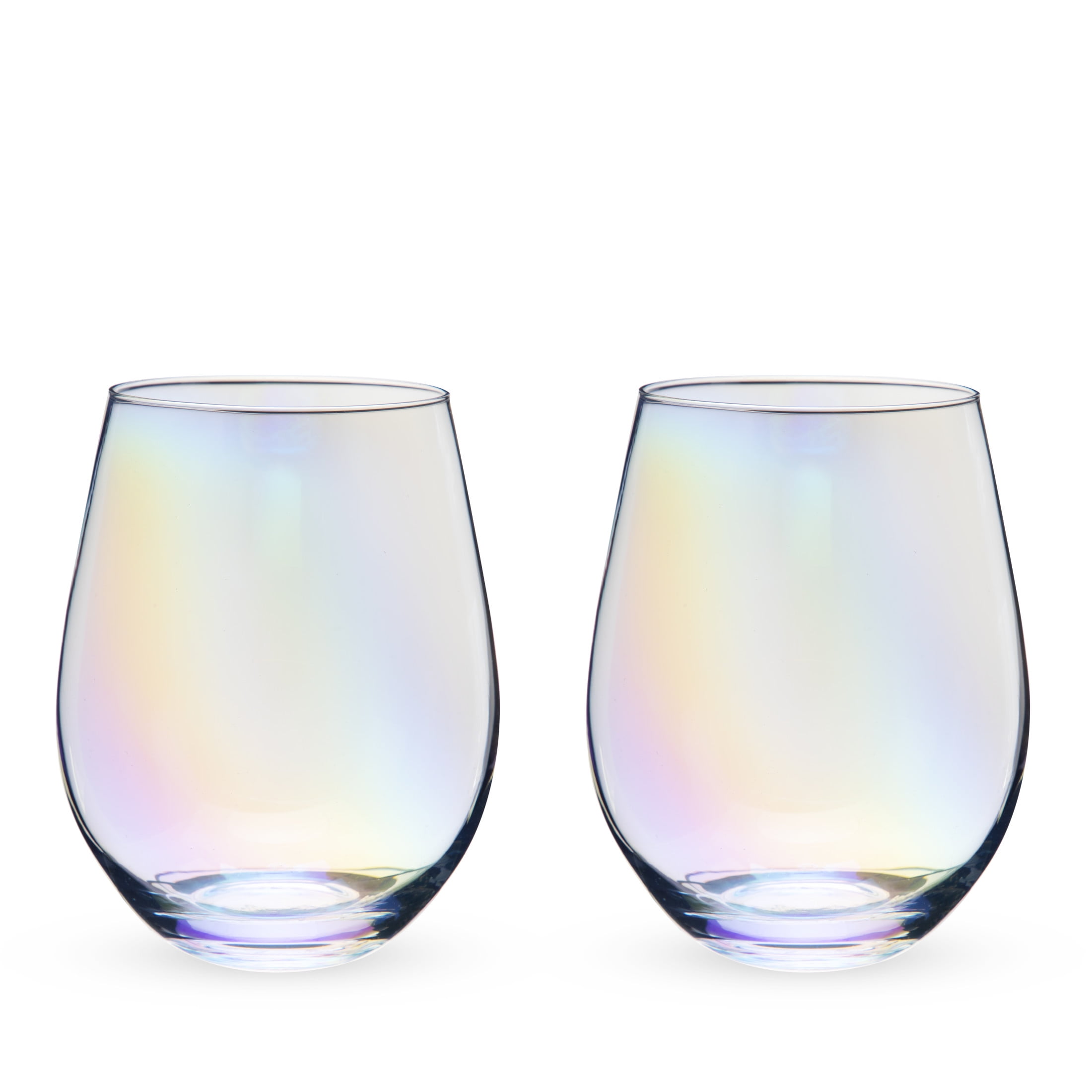 Rainbow Iridescent Stemless Wine Glasses Set of 2