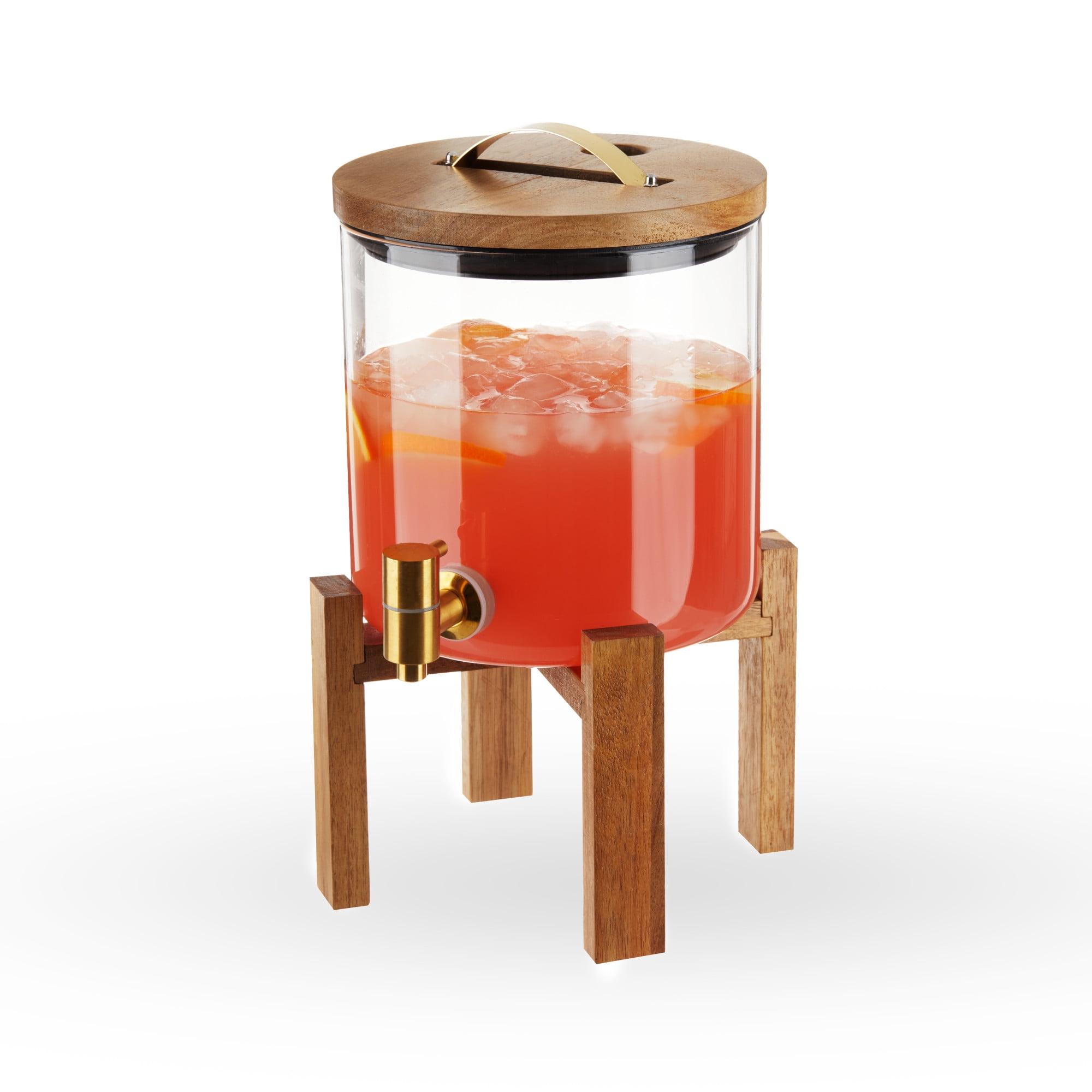1 Gallon Glass Beverage Dispenser with Wood Stand, Wanik Water Drink  Dispenser for Parties with Stainless Steel Spigot, Glass Jar Beverage  Dispensers for Weddings, Sun Tea & Lemonade Dispenser.. ($35.99) For