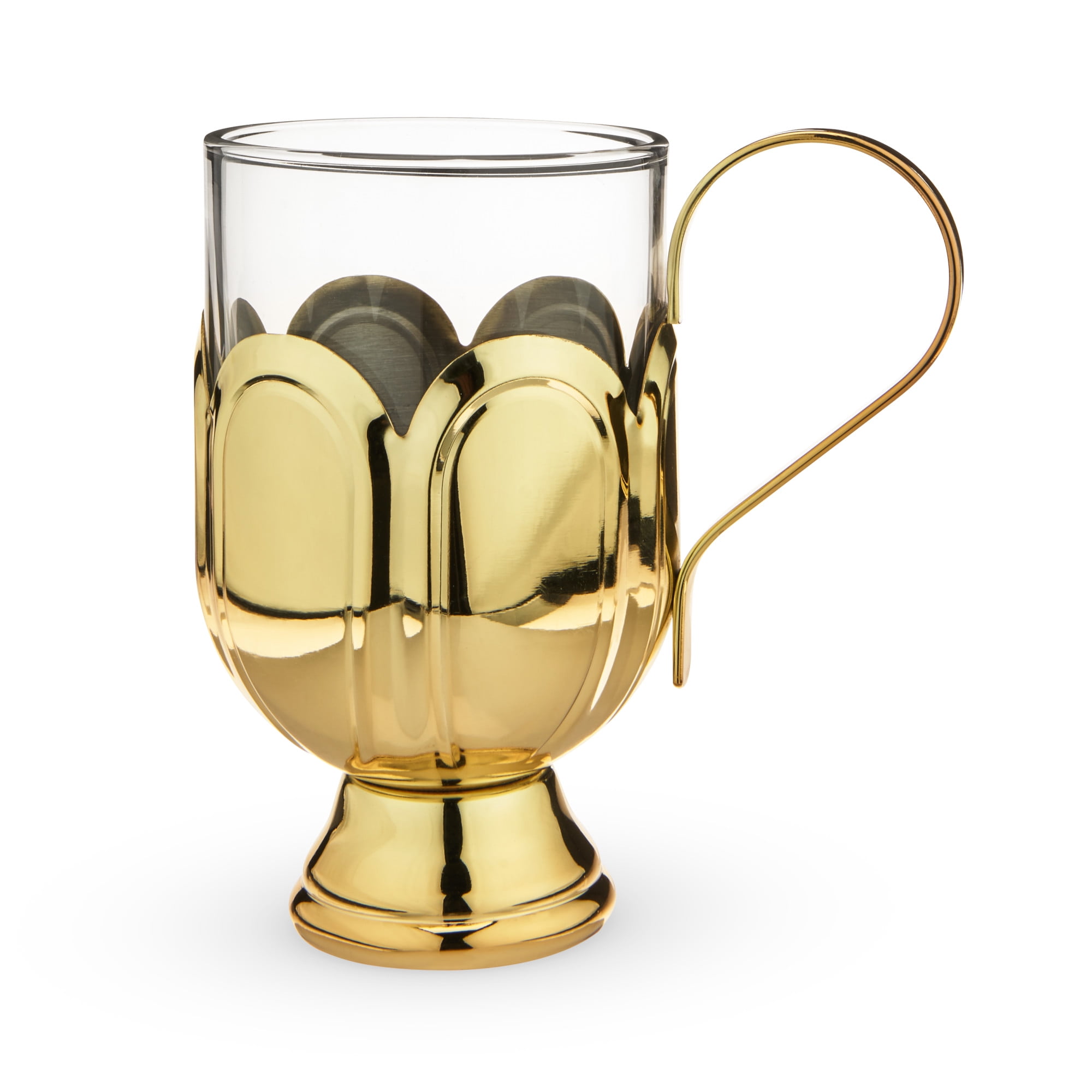 SULLIVANS 12 oz. Gold Pine Glass Mug - Set of 4 G8431 - The Home Depot