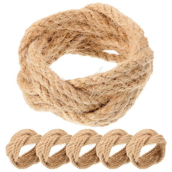 Twine Napkin Rings Burlap Holder Coastal Nautical Dining Table Decoration Jute Rope 6 Pcs