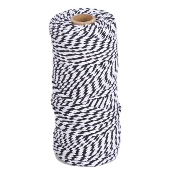 Twine Packing String 100M Hemp Rope DIY Handmade Hemp Twine for Crafts Gift Wrapping Packing Gardening Wedding and Christmas Decorations, Black+White