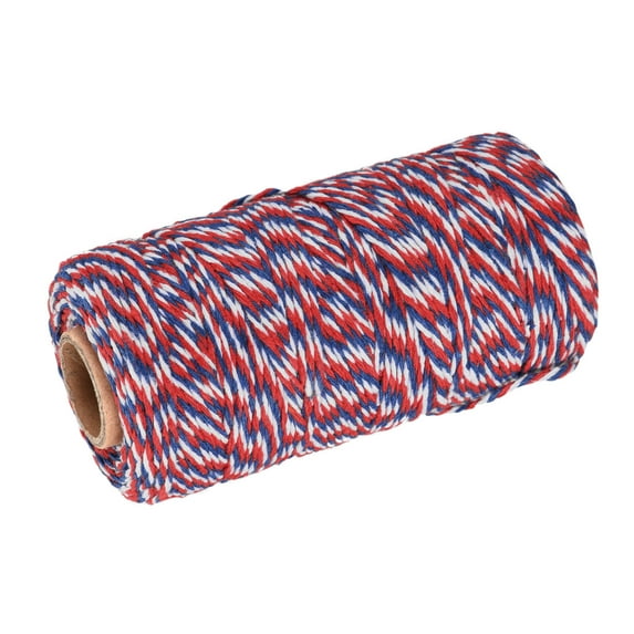 Twine Packing String Wrapping Cotton Twine 100M Red Blue and White Rope for Gift Wrapping Twine