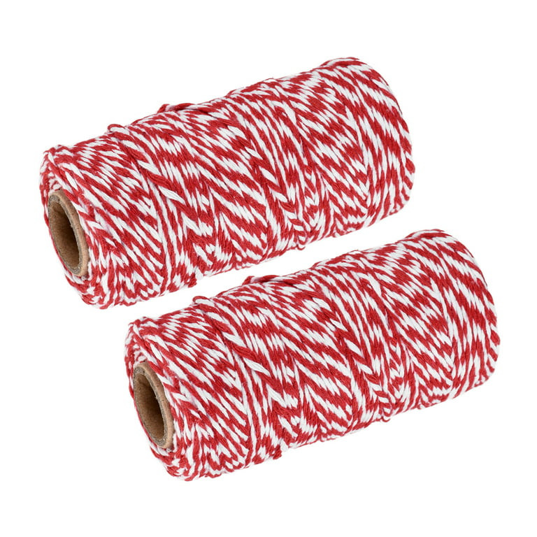 Twine Packing String Wrapping Cotton Twine 100m Red and White Rope for Gift Wrapping Twine, Pack of 2, Women's, Size: One Size